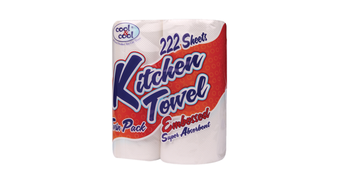Cool & Cool Kitchen Towel Embossed White  111's x 2Ply