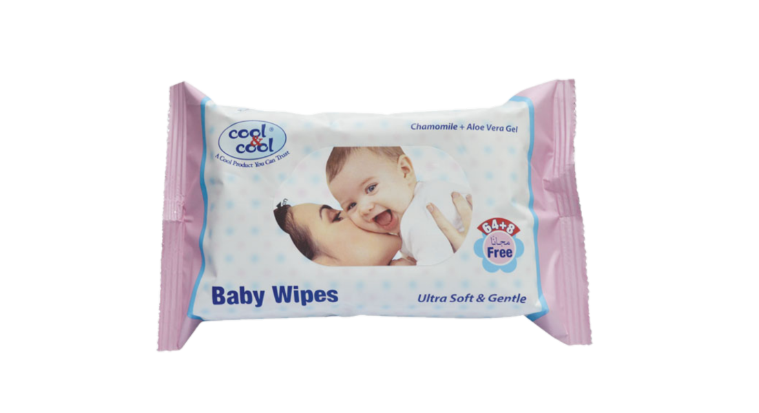 Cool & Cool Baby Wipes 64+8 Wipes Free