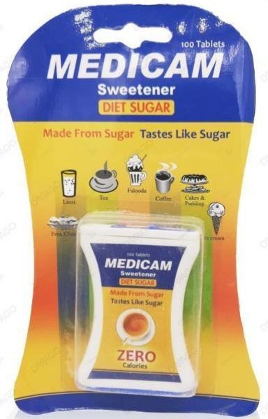 Medicam Sweetener Diet Sugar 100 Tablets