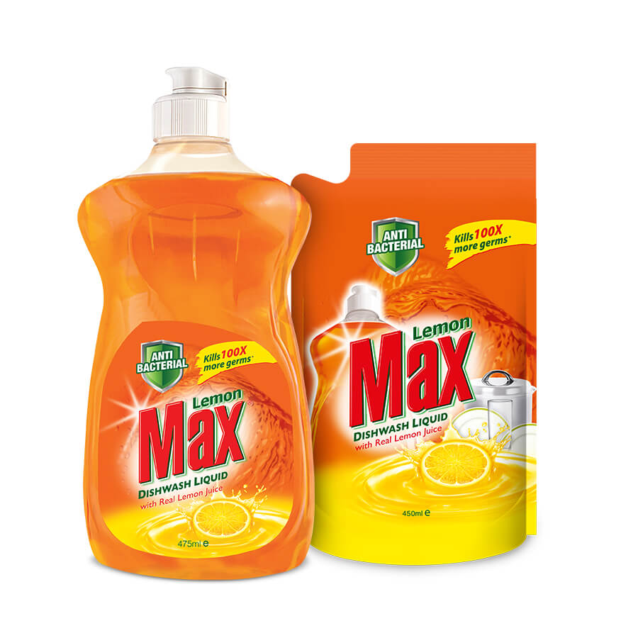 Lemon Max Anti-Bacterial Dishwash Liquid 475ml
